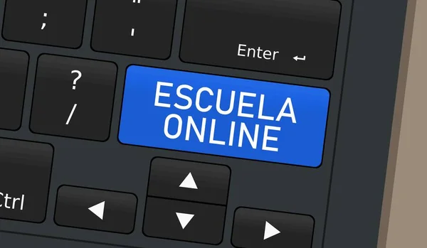 Escuela Online Spanish Language Online School Special Button Laptop Keyboard — Stockvector