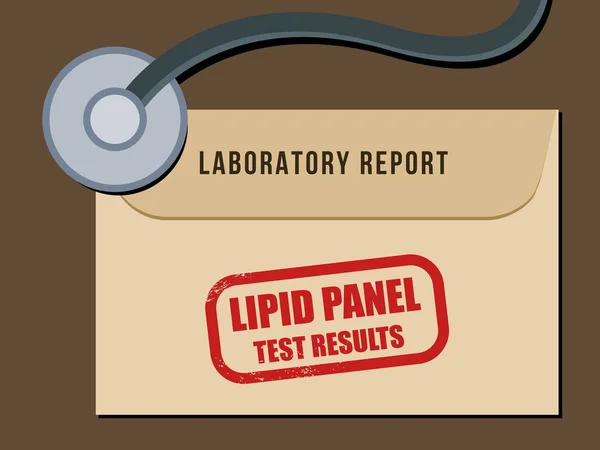 Lipid Panel Blood Test Results Envelope Medical Laboratory Health Screening — Stock Vector