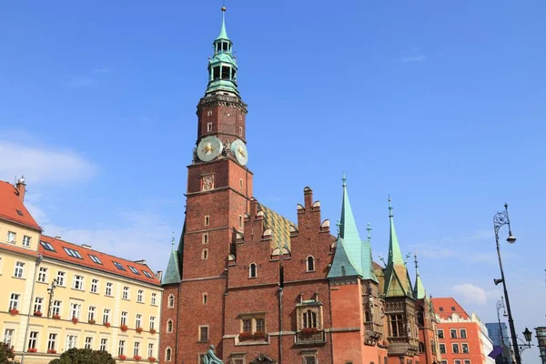 Monumentos Ciudad Wroclaw Antiguo Ayuntamiento Plaza Rynek Wroclaw Polonia —  Fotos de Stock