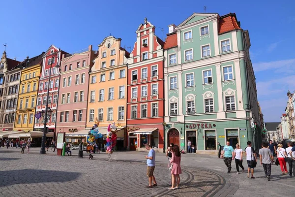 Wroclaw Poland September 2018 People Visit Main Square Rynek Wroclaw — Stock Photo, Image