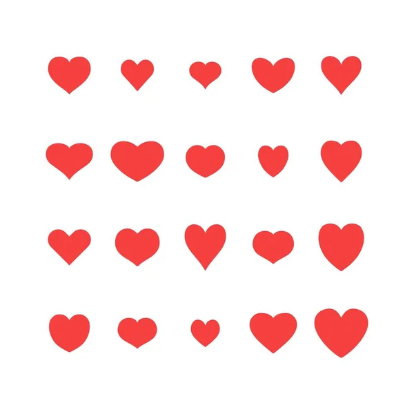 Conjunto Símbolos Forma Corazón Juego Iconos Corazones Vectoriales Rojos — Archivo Imágenes Vectoriales