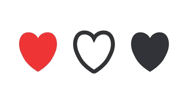 Simple Hearts Icon Set Vector Heart Shape Variations Heart Symbol — Vetor de Stock