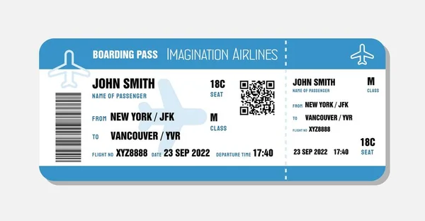 Boarding Pass Template Travel Flight Ticket Vector Illustration Code — Stockvektor