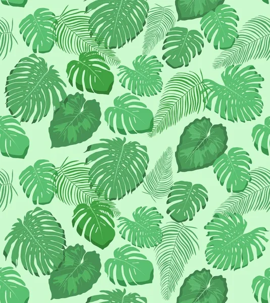 Plantas Selva Patrón Sin Costura Monstera Tropical Deja Fondo Diseño — Vector de stock