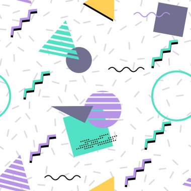 1990 model moda baskısı. 80 'ler-90' lar Memphis biçimi kusursuz vektör dokusu.