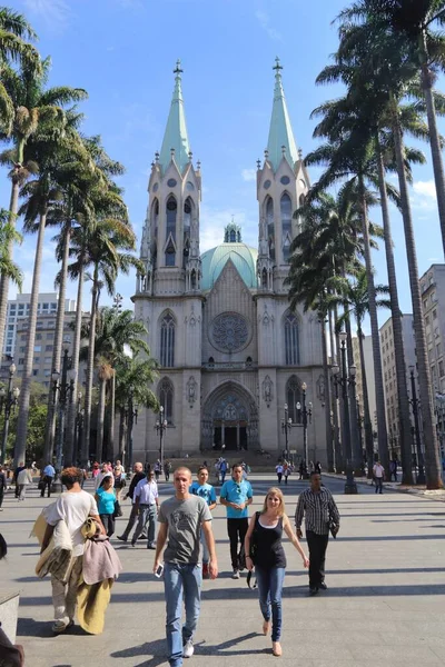 Sao Paulo Brésil Octobre 2014 Les Gens Visitent Cathédrale Centre — Photo