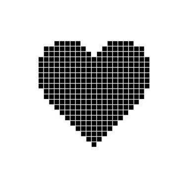 Piksel kalp ikonu. Video oyunu 8- bit biçimi.