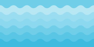 Mavi deniz dalgaları arka planı. Yatay olarak dikişsiz deniz suyu dokusu. Basit vektör.
