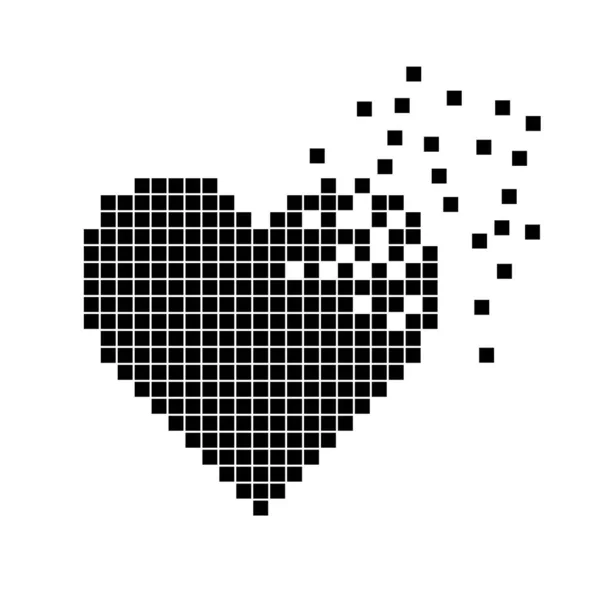 Piksel Kalp Parçalayıcı Ikon Video Oyunu Bit Biçimi — Stok Vektör