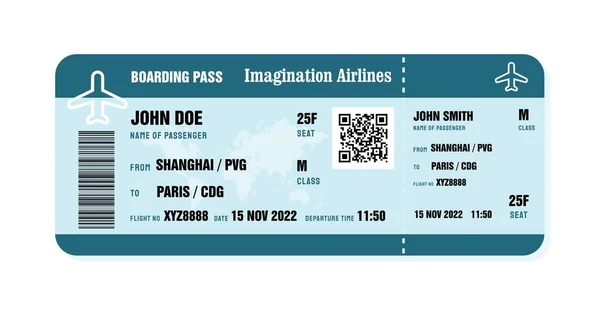 Modern Airline Boarding Pass Vector Flight Ticket Template Blue Boarding — Stock Vector