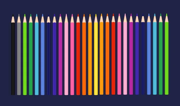 Kolorowe Ołówki Lub Kredki Wektor Zestaw Kolorowa Kolekcja Kredek Tęczowych — Wektor stockowy