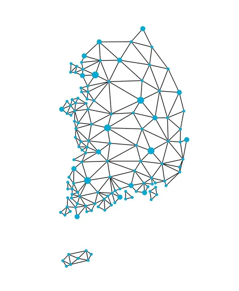 Polygonální Mapa Jižní Koreje Abstraktní Geometricky Propojená Vektorová Mapa Nízký — Stockový vektor