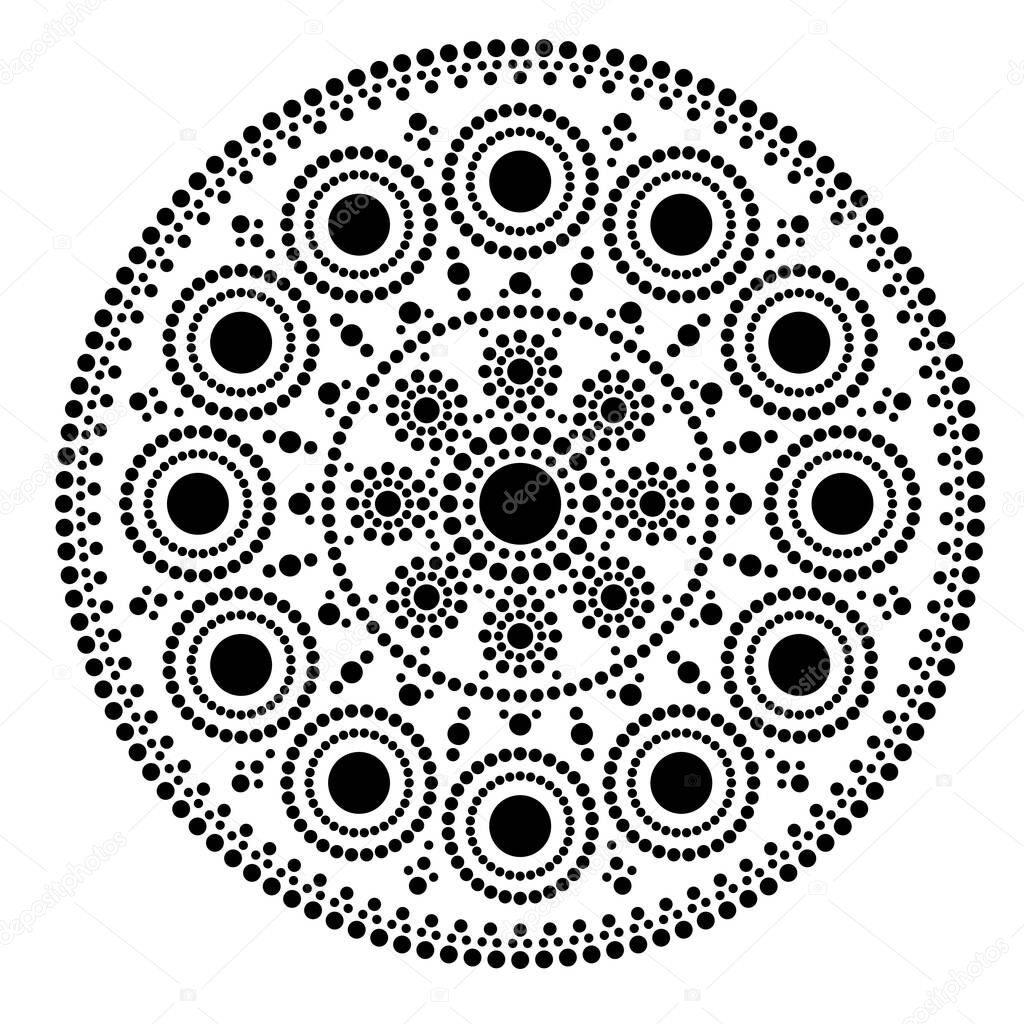 Mandala ethnic pattern. Aboriginal round boho style pattern. Dot painting illustration.