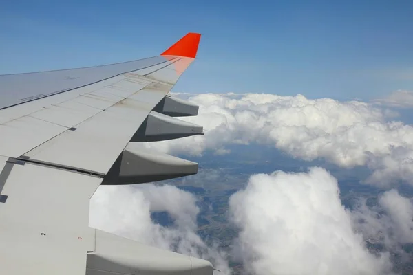 Aircraft Window Passenger View Wing Clouds Airplane Japan — Stock Photo, Image