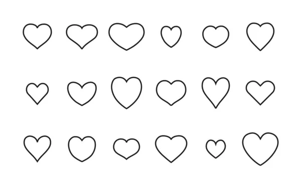 Набор Символов Сердечной Формы Набор Контуров Векторных Сердец — стоковый вектор