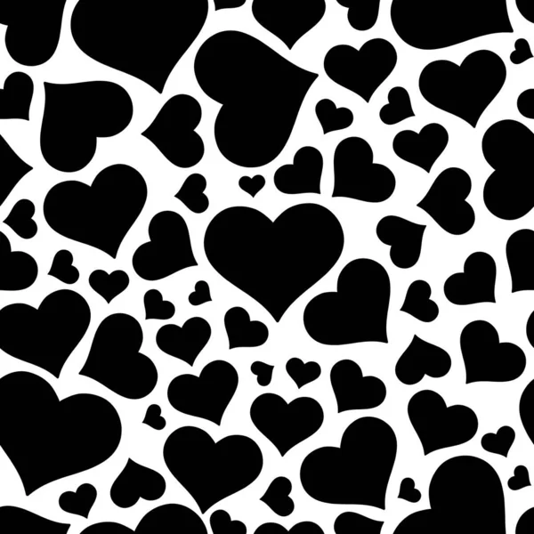 Сердце Текстура Векторных Сердец Черно Белый Бесшовный Рисунок Сердца — стоковый вектор