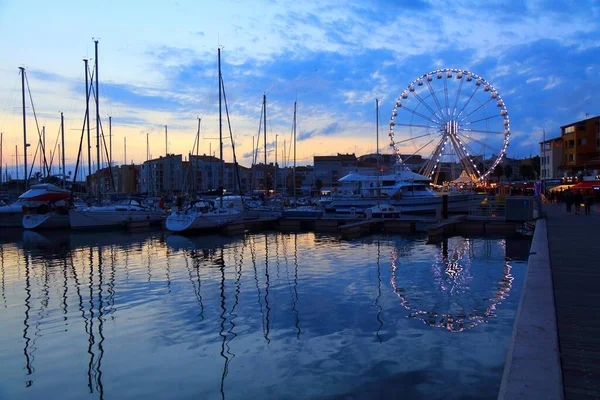 Grande Motte França Outubro 2021 Marina Porto Vista Pôr Sol — Fotografia de Stock