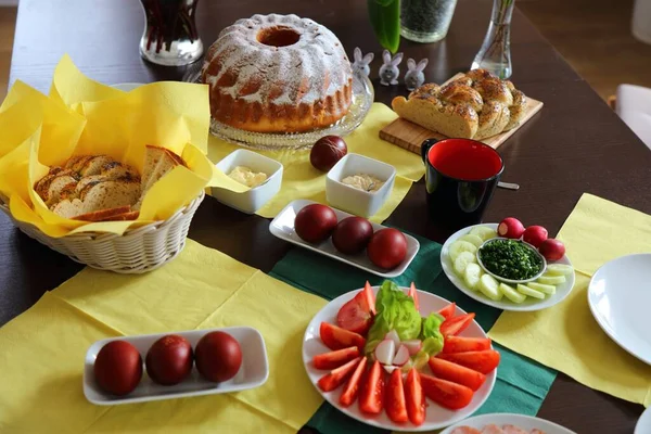 Osterfrühstückstisch Polen Osterspeisen Europa Ostern Polen Wielkanoc — Stockfoto