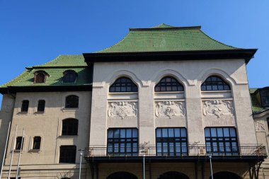 Almanya 'daki Moenchengladbach şehri. Kaiser-Friedrich-Halle sanat yeni konser salonu.