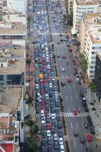 Casablanca Marocco Febbraio 2022 Traffico Intenso Nelle Ore Punta Boulevard — Foto Stock