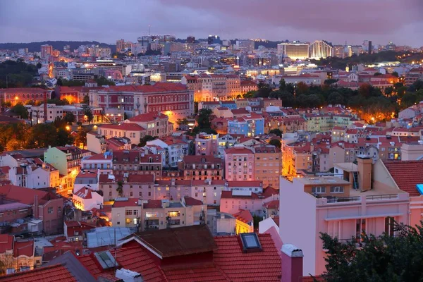 Vista Notturna Lisbona Verso Quartiere Avenidas Novas Lisbona Città Portogallo — Foto Stock
