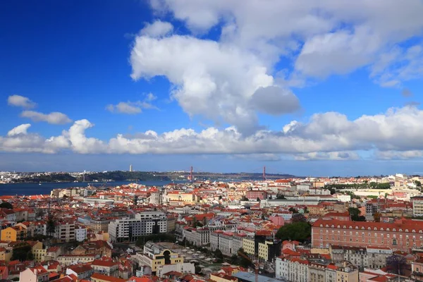 Lisbona Portogallo Vista Sulla Città Lisbona Miradouro Belvedere Con Fiume — Foto Stock