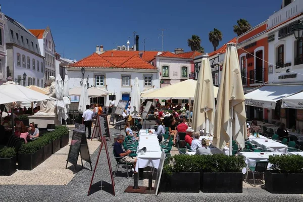 Cascais Portugal Mayo 2018 Los Turistas Visitan Centro Cascais Portugal —  Fotos de Stock