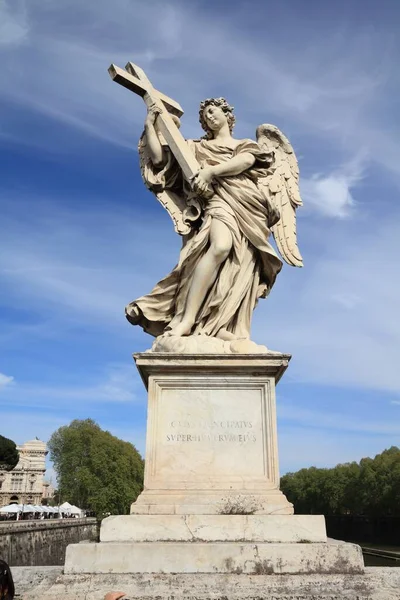 Estátua Anjo Roma Itália Esculturas Anjo Ponte Sant Angelo Ponte — Fotografia de Stock