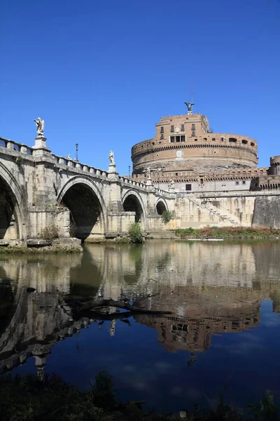 Saint Angel Bridge Saint Angel Castle Roma Itália Marco Roma — Fotografia de Stock