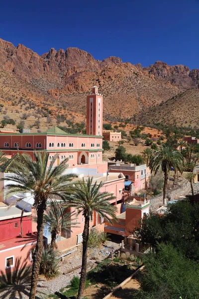 Atlas Gebirgslandschaft Und Moschee Bei Tafraout Marokko — Stockfoto