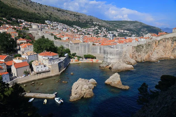 Dubrovnik Città Punto Riferimento Croazia Mura Medievali Della Città — Foto Stock