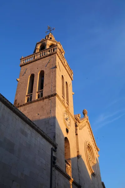 Kroatien Korcula Stad Katedralen Mark Romersk Katolsk Romansk Stil Landmärke — Stockfoto