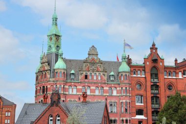 Hamburg, Almanya - Speicherstadt (Depo Bölgesi). Eski liman depoları.