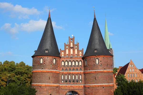 Holstentor Portão Medieval Lubeck Região Schleswig Holstein Alemanha Cidade Hanseática — Fotografia de Stock