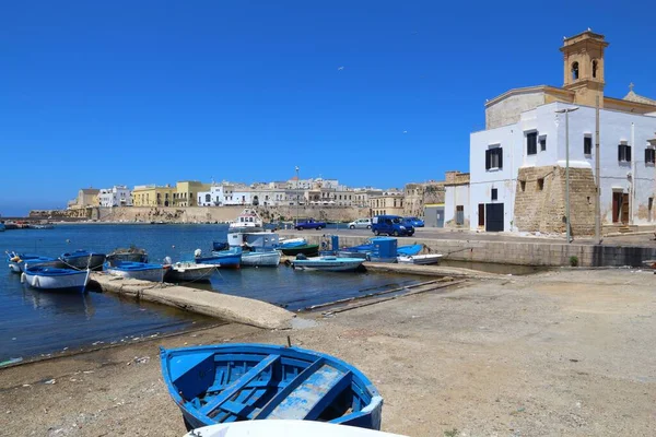 Gallipoli Cidade Apúlia Itália Barcos Porto — Fotografia de Stock