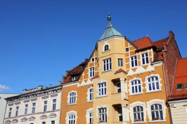 Polonya 'nın Mikolow şehri. Rynek şehir merkezi mimarisi.