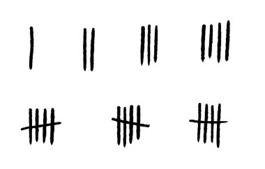 Tally vektör illüstrasyonunu işaretliyor. Tally, kesik çizgilerle hapishane duvarı sayma yöntemini işaretledi.