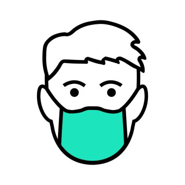 Yüz maskesi ikon vektörü. İzole edilmiş düz yüz maskesi sembolü.