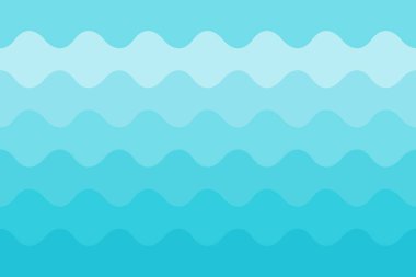 Mavi deniz dalgaları deseni. Yatay olarak dikişsiz deniz suyu dokusu. Basit vektör.