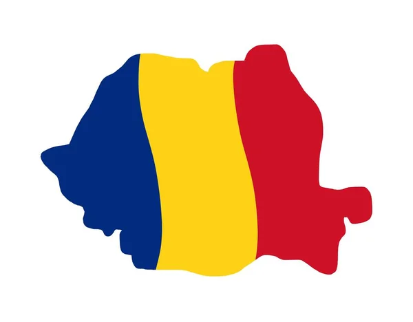 Mappa Romania Con Colori Della Bandiera Nazionale Carino Semplice Mappa — Vettoriale Stock