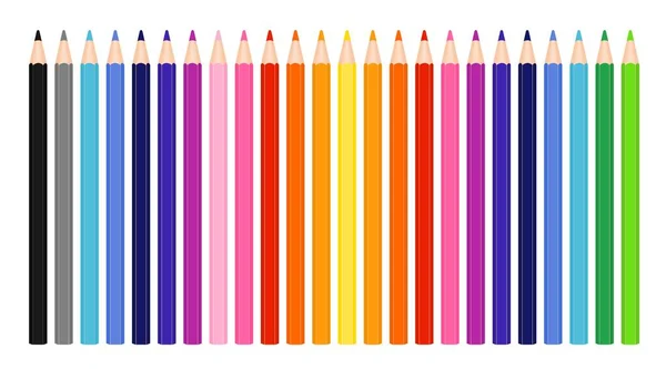 Colored Pencils Crayons Vector Set Colorful Crayon Rainbow Collection — Stock Vector