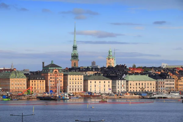 Stockholmská Ranní Obloha Švédsku Gamla Stan Nábřeží Staré Město — Stock fotografie