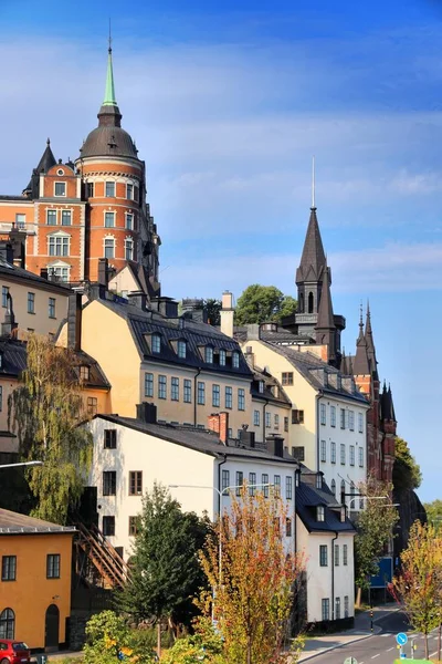 瑞典斯德哥尔摩市 索德马尔姆岛天际线 — 图库照片