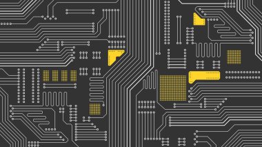 Devre bağlantısı dijital teknoloji geçmişi. Vektör elektronik devre arkaplanı.