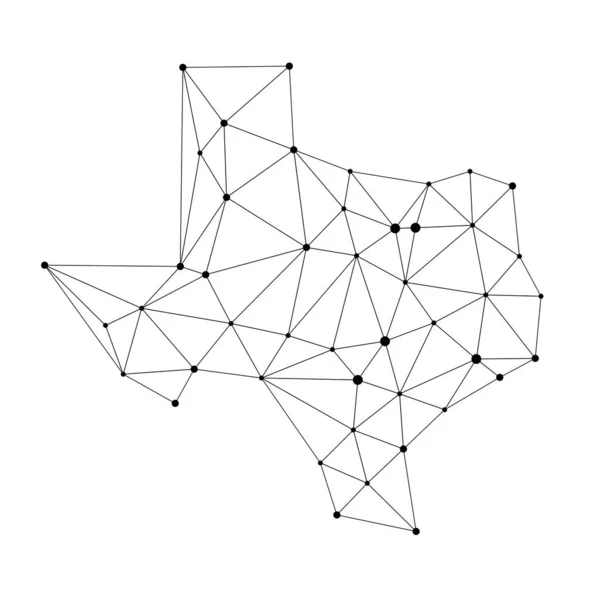 Carte Polygonale Texas Carte Vectorielle Abstraite Des Points Géométriques Connectés — Image vectorielle