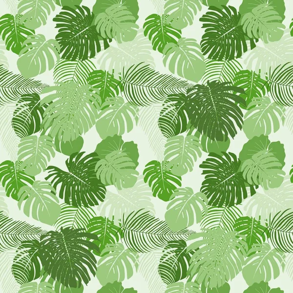 Monstera Hinterlässt Dschungel Nahtlose Textur Florales Nahtloses Vektormuster Tropisch Grüner — Stockvektor