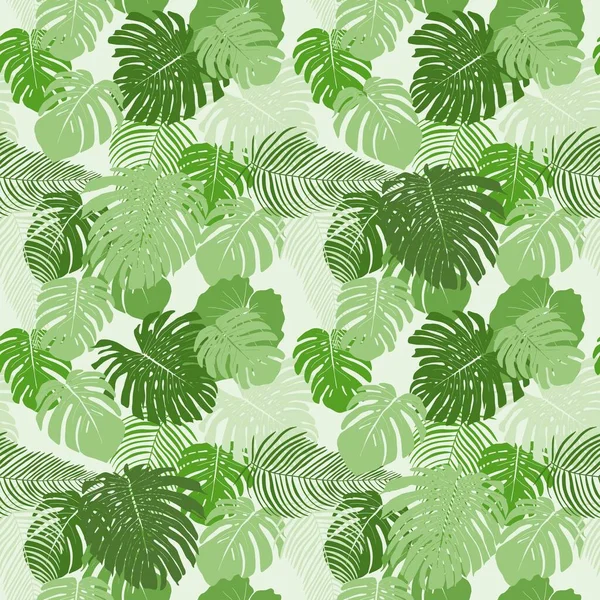 Monstera Deja Textura Sin Costuras Selva Patrón Vectorial Sin Costura — Vector de stock