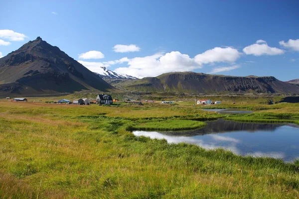 Island Landschaft Berge Der Halbinsel Snaefellsnes Westisland Vesturland Stadt Arnarstapi — Stockfoto