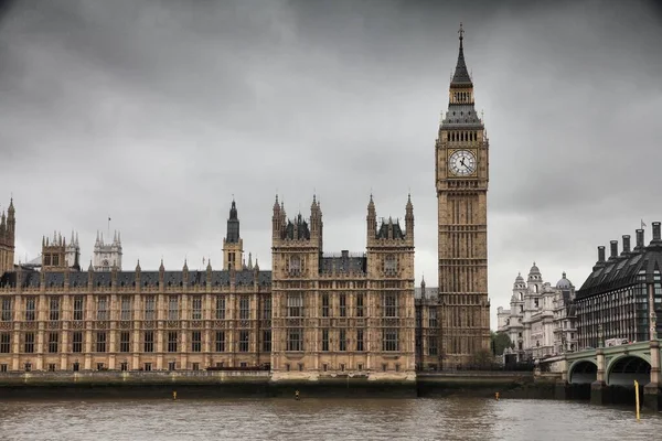 Big Ben Clock Tower Rainy Weather Palace Parliament London Landmark — Stock Photo, Image