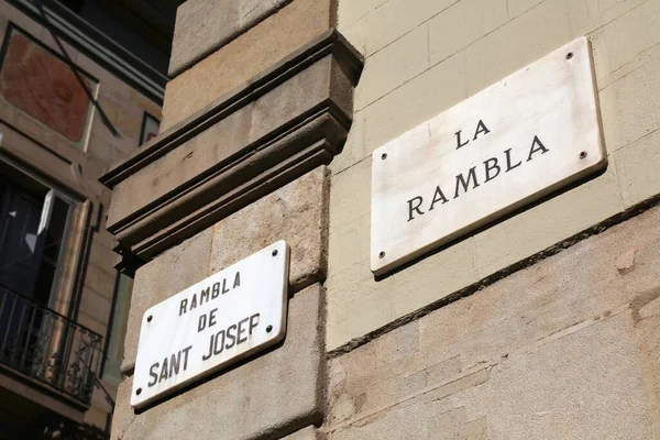 Rambla Sant Josep Part Famous Rambla Street Name Sign Barcelona — Stock Photo, Image